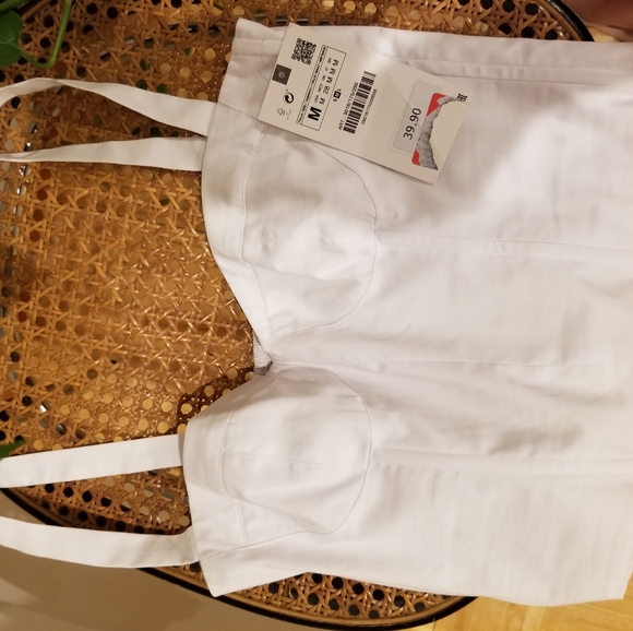 Zara Poplin White Bustier Cropped Bra Top Medium - Picture 8 of 8